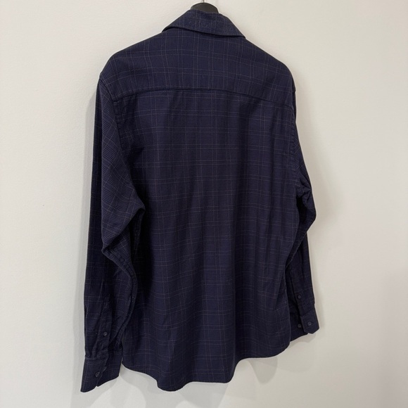 Johnston & Murphy Dark Blue Checkered Plaid Tailored Fit Long Sleeve Shirt M - Picture 6 of 17
